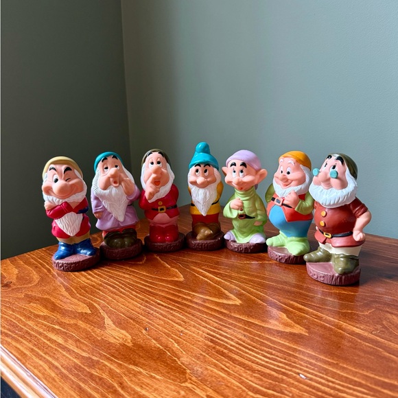 Disney Other - Disney Seven Dwarfs Vintage Squeak Toy Figurine Full Lot Set of 7 Like New